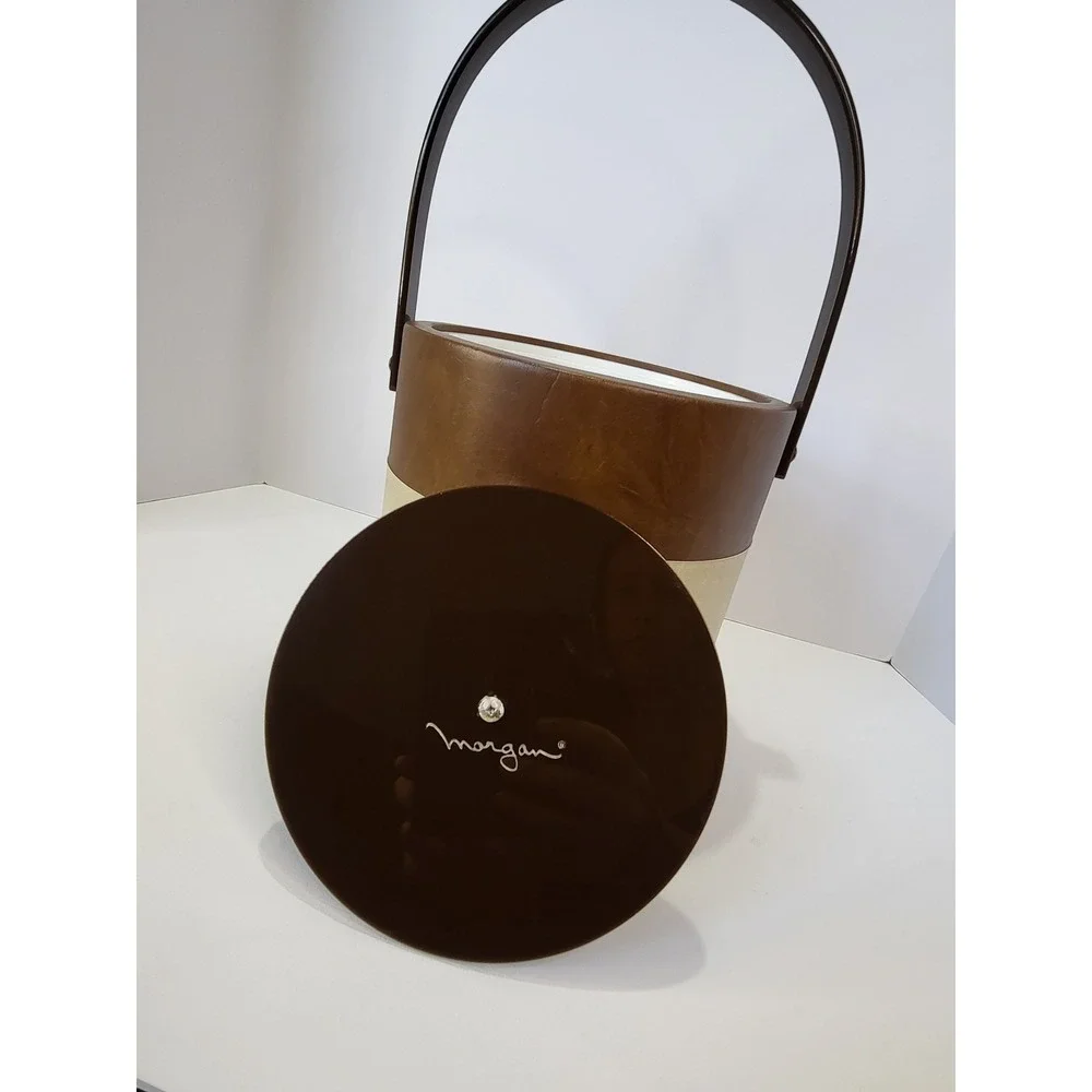 Vintage Bucket Brigade Morgan Designs Ice Bucket Brown Faux Leather Mid Century